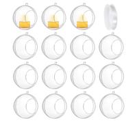 sourcing map 15 Pcs Hanging Tealight Holders Globes 3" Acrylic Refillable Balls, Plastic Christmas Ornaments Container for Wedding Party Home Decoration DIY