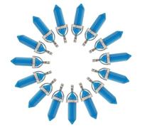 sourcing map 15 Pcs Hexagonal Crystal Pendant, Quartz Point Natural Stone Pendant Gemstone Necklace Beads Jewelry Quartz for Women Necklace Jewelry Making DIY, Blue