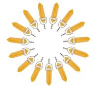 sourcing map 15 Pcs Hexagonal Crystal Pendant, Quartz Point Natural Stone Pendant Gemstone Necklace Beads Jewelry Quartz for Women Necklace Jewelry Making DIY, Yellow