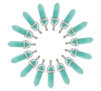 sourcing map 15 Pcs Hexagonal Crystal Pendant, Quartz Point Natural Stone Pendant Gemstone Necklace Beads Jewelry Quartz for Women Necklace Jewelry Making DIY, Light Green