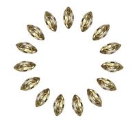 sourcing map 15 Pcs Horse Eye Shape Rhinestones, 10 x 5 mm Marquise Point Back Rhinestone Beads Glass Crystal Faceted Gems for Jewelry Making DIY Crafts Costume Crystal, Light Coffee