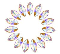 sourcing map 15 Pcs Horse Eye Shape Rhinestones, 7 x 15 mm Point Back Rhinestone Beads for Jewelry Making Crafts Costume Crystal Embellishments, Shiny Yellow