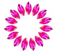 sourcing map 15 Pcs Horse Eye Shape Rhinestones, 7 x 15 mm Point Back Rhinestone Beads for Jewelry Making Crafts Costume Crystal Embellishments, Rose Red