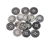 sourcing map 15 Pcs Natural Shell Buttons, 4 Hole Mother of Pearl Buttons 18mm Sewing Buttons Sewing Craft Buttons for Shirt Sewing DIY Crafts Decoration, Black/Silver