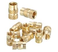 sourcing map 15 Pcs Threaded Inserts, 1/4"-20UNC x 12.7mm l x 8mm OD Pure Brass Knurled Nuts Female Threaded Heat Set Inserts Embedment Nut for 3D Printing Components Plastic Materials