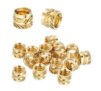 sourcing map 15 Pcs Threaded Inserts 1/4"-20UNC x 6mm l x 8mm OD | Pure Brass Knurled Nuts Female Threaded Heat Set Inserts Embedment Nut for 3D Printing Components and Plastic Materials