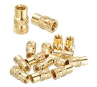 sourcing map 15 Pcs Threaded Inserts, #10-32UNF x 1/2" l x 7.1mm OD Pure Brass Knurled Nuts Female Threaded Heat Set Inserts Embedment Nut for 3D Printing Components and Plastic Materials