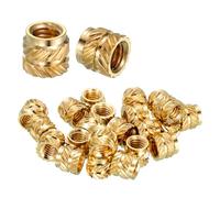 sourcing map 15 Pcs Threaded Inserts, #10-32UNF x 1/4" l x 7.1mm OD Pure Brass Knurled Nuts Female Threaded Heat Set Inserts Embedment Nut for 3D Printing Components and Plastic Materials