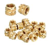 sourcing map 15 Pcs Threaded Inserts, #8-32UNC x 7/32" l x 6.3mm OD Pure Brass Knurled Nuts Female Threaded Heat Set Inserts Embedment Nut for 3D Printing Components and Plastic Materials