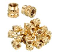 sourcing map 15 Pcs Threaded Inserts, #8-32UNC x 9/32" l x 6.3mm OD Pure Brass Knurled Nuts Female Threaded Heat Set Inserts Embedment Nut for 3D Printing Components and Plastic Materials