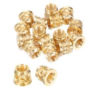sourcing map 15 Pcs Threaded Inserts, M5 x 6.9mm H x 7.1mm OD Brass Metric Knurled Flange T-Nuts Female Threaded Heat Set Inserts Embedment Nut for Plastic and 3D Printing Components