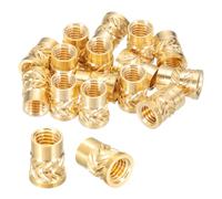 sourcing map 15 Pcs Threaded Inserts, M5 x 9.5mm H x 6.5mm OD Brass Metric Knurled Flange T-Nuts Female Threaded Heat Set Inserts Embedment Nut for Plastic and 3D Printing Components