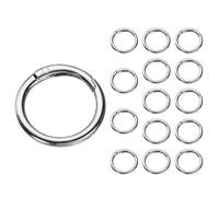 sourcing map 15 Pcs Trigger Spring O Rings, 1 Inch Round Snap Clip Small Welded Multi-Purpose Zinc Alloy Rings for Camping Dog Luggage Belt Craft DIY Accessories, Silver Tone