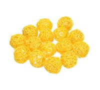 sourcing map 15 Pcs Wicker Rattan Balls, 2inch Wood Decorative Balls Vase Fillers for Centerpiece Bowl Orbs Fillers Tree Wedding Home Decor, Yellow
