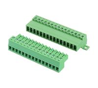 sourcing map 15 Pin Screw Terminal Block Connector,3.5mm/0.14 Inch Pitch Male & Female PCB Mount Screw Terminal 300V 8A Green Terminal Block Connector for Home Electronic Project