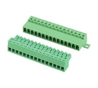 sourcing map 15 Pin Screw Terminal Block Connector,3.81mm/0.15 Inch Pitch Male & Female PCB Mount Screw Terminal 300V 8A Green Terminal Block Connector for Home Electronic Project