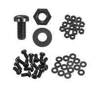sourcing map 15 Set M6x10mm Nylon PA66 Plastic Cross Round Head Screw Phillips Bolts Hex Nuts Flat Washers Assortment Kit, Metric Full Thread Bolt Fasteners for DIY Machine Assembly, Black