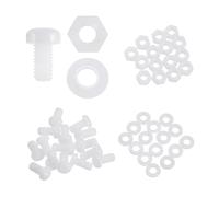 sourcing map 15 Set M6x10mm Nylon PA66 Plastic Cross Round Head Screw Phillips Bolts Hex Nuts Flat Washers Assortment Kit, Metric Full Thread Bolt Fasteners for DIY Machine Assembly, White