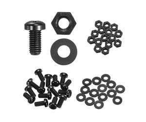 sourcing map 15 Set M6x10mm Nylon PA66 Plastic Cross Round Head Screw Phillips Bolts Hex Nuts Flat Washers Assortment Kit, Metric Full Thread Bolt Fasteners for DIY Machine Assembly, Black