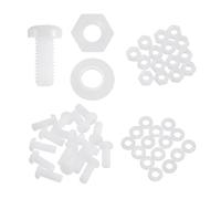 sourcing map 15 Set M6x15mm Nylon PA66 Plastic Cross Round Head Screw Phillips Bolts Hex Nuts Flat Washers Assortment Kit, Metric Full Thread Bolt Fasteners for DIY Machine Assembly, White
