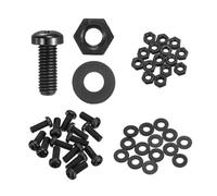 sourcing map 15 Set M6x15mm Nylon PA66 Plastic Cross Round Head Screw Phillips Bolts Hex Nuts Flat Washers Assortment Kit, Metric Full Thread Bolt Fasteners for DIY Machine Assembly, Black