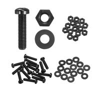 sourcing map 15 Set M6x25mm Nylon PA66 Plastic Cross Round Head Screw Phillips Bolts Hex Nuts Flat Washers Assortment Kit, Metric Full Thread Bolt Fasteners for DIY Machine Assembly, Black