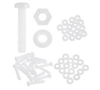 sourcing map 15 Set M6x30mm Nylon PA66 Plastic Cross Round Head Screw Phillips Bolts Hex Nuts Flat Washers Assortment Kit, Metric Full Thread Bolt Fasteners for DIY Machine Assembly, White