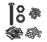 sourcing map 15 Set M6x35mm Nylon PA66 Plastic Cross Round Head Screw Phillips Bolts Hex Nuts Flat Washers Assortment Kit, Metric Full Thread Bolt Fasteners for DIY Machine Assembly, Black