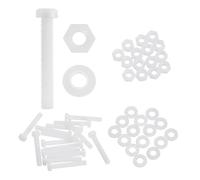 sourcing map 15 Set M6x40mm Nylon PA66 Plastic Cross Round Head Screw Phillips Bolts Hex Nuts Flat Washers Assortment Kit, Metric Full Thread Bolt Fasteners for DIY Machine Assembly, White