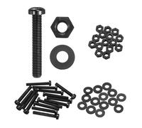 sourcing map 15 Set M6x40mm Nylon PA66 Plastic Cross Round Head Screw Phillips Bolts Hex Nuts Flat Washers Assortment Kit, Metric Full Thread Bolt Fasteners for DIY Machine Assembly, Black