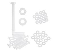 sourcing map 15 Set M6x50mm Nylon PA66 Plastic Cross Round Head Screw Phillips Bolts Hex Nuts Flat Washers Assortment Kit, Metric Full Thread Bolt Fasteners for DIY Machine Assembly, White