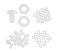 sourcing map 15 Set M8x12mm Nylon PA66 Plastic Cross Round Head Screw Phillips Bolts Hex Nuts Flat Washers Assortment Kit, Metric Full Thread Bolt Fasteners for DIY Machine Assembly, White