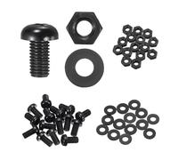 sourcing map 15 Set M8x15mm Nylon PA66 Plastic Cross Round Head Screw Phillips Bolts Hex Nuts Flat Washers Assortment Kit, Metric Full Thread Bolt Fasteners for DIY Machine Assembly, Black
