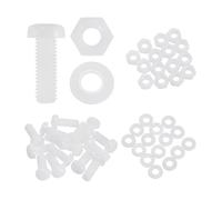 sourcing map 15 Set M8x20mm Nylon PA66 Plastic Cross Round Head Screw Phillips Bolts Hex Nuts Flat Washers Assortment Kit, Metric Full Thread Bolt Fasteners for DIY Machine Assembly, White
