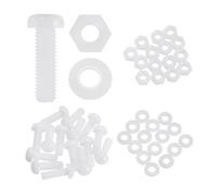 sourcing map 15 Set M8x25mm Nylon PA66 Plastic Cross Round Head Screw Phillips Bolts Hex Nuts Flat Washers Assortment Kit, Metric Full Thread Bolt Fasteners for DIY Machine Assembly, White