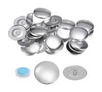 sourcing map 15 Sets Self Cover Button Kit 60L 1.5" 38mm with Wire Backs Aluminum Buttons to Cover Fabric Button Maker Covered Buttons Kit with Tools for DIY Cloth Home Decor Sewing