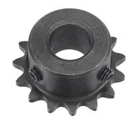sourcing map 15 Tooth Roller Sprocket B Type, #25 Chain, Single Strand 1/4" Pitch, 12mm Bore Black Oxide C45 Carbon Steel with Set Screws for ISO 04C