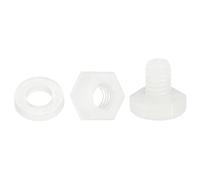 sourcing map 150 Pcs/50 Sets Nylon Hex Bolts, M3 x 4mm Plastic Full Threaded Hex Head Screws Bolts and Nuts with Flat Washers for Machinery Electronics Industrial Accessories, White