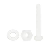sourcing map 150 Pcs/50 Sets Nylon Hex Bolts, M4 x 30mm Plastic Full Threaded Hex Head Screws Bolts and Nuts with Flat Washers for Machinery Electronics Industrial Accessories, White
