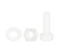 sourcing map 150 Pcs/50 Sets Nylon Hex Bolts, M5 x 15mm Plastic Full Threaded Hex Head Screws Bolts and Nuts with Flat Washers for Machinery Electronics Industrial Accessories, White