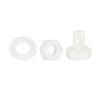 sourcing map 150 Pcs/50 Sets Nylon Hex Bolts, M6 x 8mm Plastic Full Threaded Hex Head Screws Bolts and Nuts with Flat Washers for Machinery Electronics Industrial Accessories, White