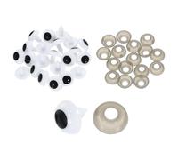 sourcing map 150 Pcs Eyes for Crocheting, 18mm Plastic Crochet Eyes Round Craft Eye with Washers for DIY Arts Crafts Stuffed Animals Bears Making, White
