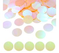 sourcing map 150 PCS Flat Round Sequins, 30mm/1.2 Inch Large Sequins for Craft Resin Gradient AB Yellow Loose Sequins Paillettes with Single Holes for DIY Crafts Sewing Embroidery Clothing