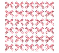 sourcing map 150 Pcs Mini Gingham Ribbon Bows 1.8 Inch Checkered Plaid Bow Fabric Satin for Craft DIY Cake Sewing Wedding Birthday Party Wrapping Christmas Decoration, Red White