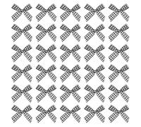 sourcing map 150 Pcs Mini Gingham Ribbon Bows 1.8 Inch Checkered Plaid Bow Fabric Satin for Craft DIY Cake Sewing Wedding Birthday Party Wrapping Christmas Decoration, Black White