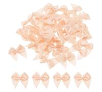 sourcing map 150 Pcs Mini Ribbon Bow 1.2" Mini Fabric Satin Ribbon Flower Bows for Craft DIY Sewing Wedding Birthday Party Champagne