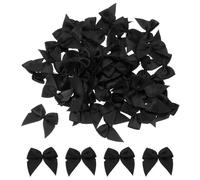 sourcing map 150 Pcs Mini Ribbon Bow 1.2" Mini Fabric Satin Ribbon Flower Bows for Craft DIY Sewing Wedding Birthday Party Black