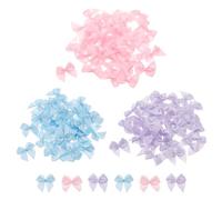 sourcing map 150 Pcs Mini Ribbon Bow 1.2" Mini Fabric Satin Ribbon Flower Bows for Craft DIY Sewing Wedding Birthday Party Light Purple, Light Blue, Pink