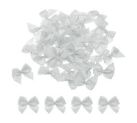 sourcing map 150 Pcs Mini Ribbon Bow 1.2" Mini Fabric Satin Ribbon Flower Bows for Craft DIY Sewing Wedding Birthday Party Bright Gray