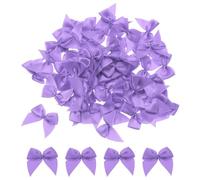 sourcing map 150 Pcs Mini Ribbon Bow 1.2" Mini Fabric Satin Ribbon Flower Bows for Craft DIY Sewing Wedding Birthday Party Deep Purple